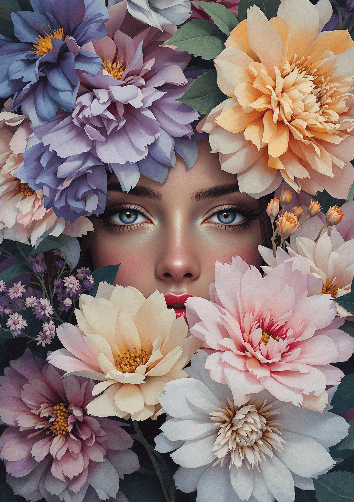 Floral Veil of Secrets - Wall Art Print