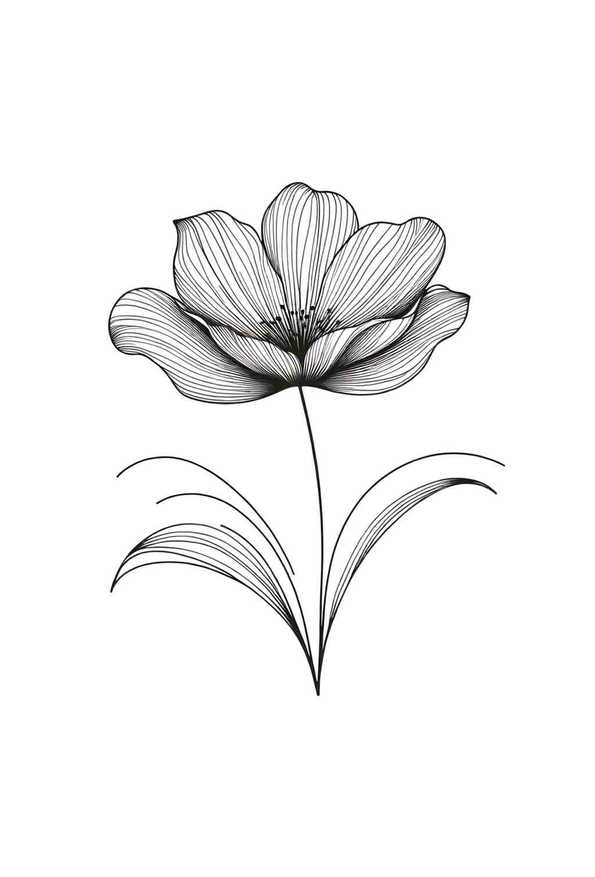 Minimalist Tulip in Line Art - Wall Art Print