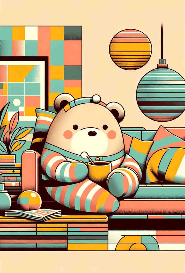 Playful Pajama Bear in Pastel Bliss - Wall Art Print