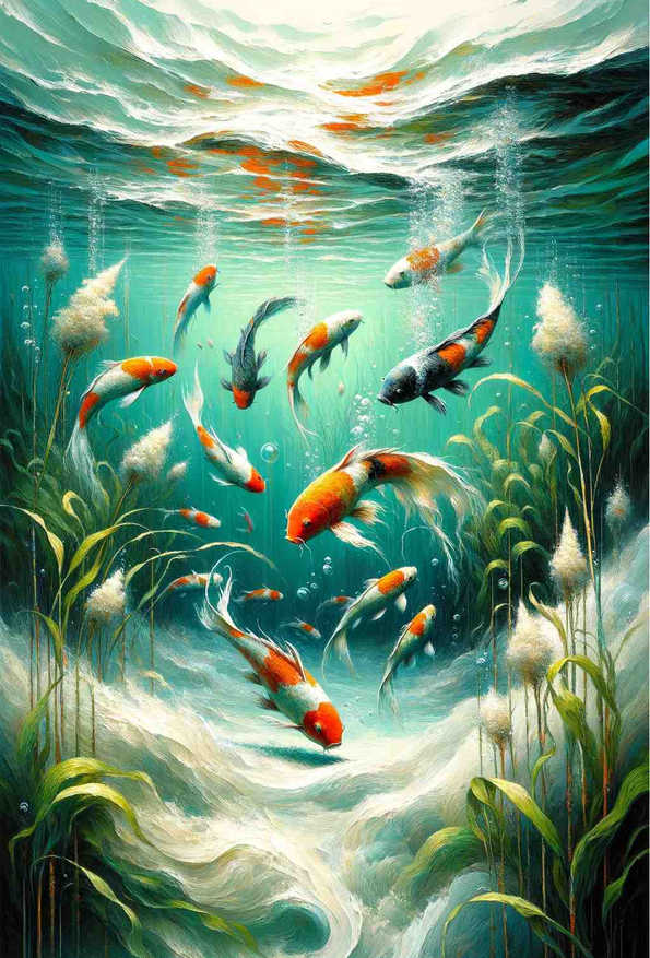 Serene Koi Ballet - Wall Art Print