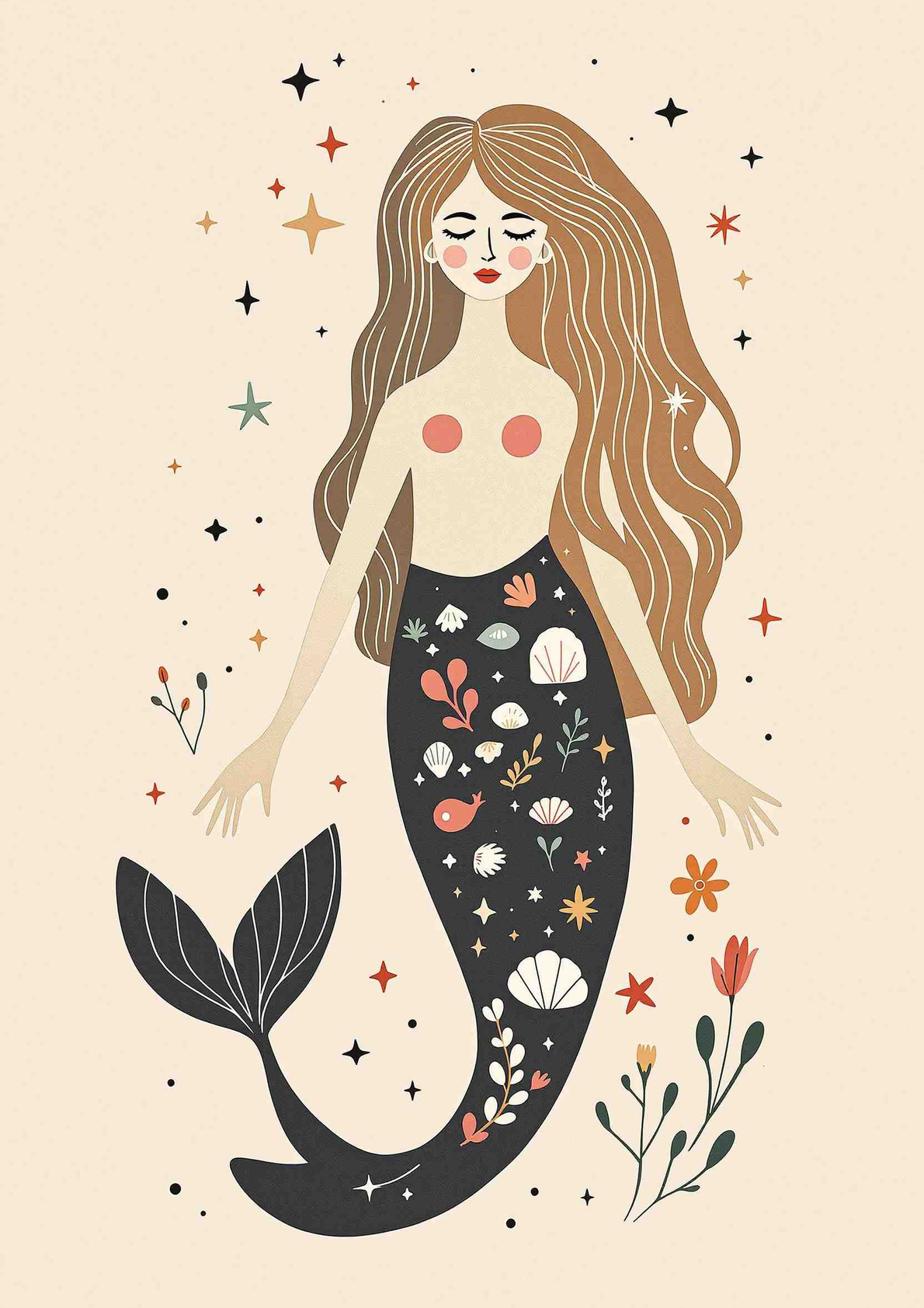 Serene Siren of the Sea - Wall Art Print