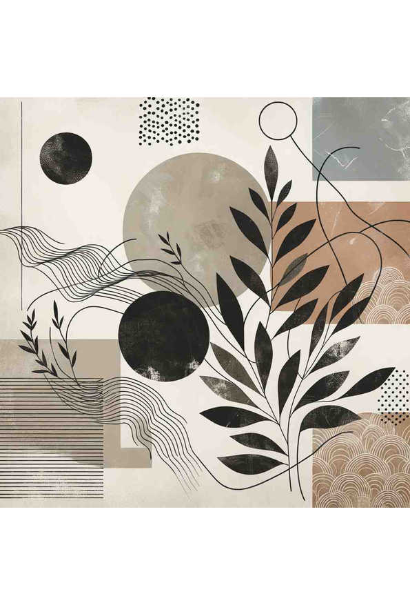Tranquil Elegance: A Modern Organic Minimalist Art - Wall Art Print