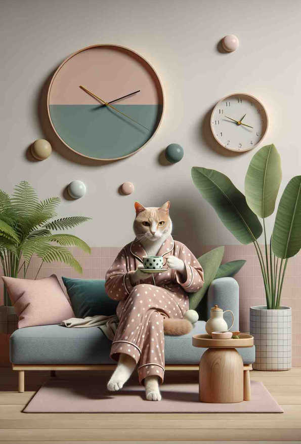 Whimsical Elegance: A Cats Tea Time - Wall Art Print