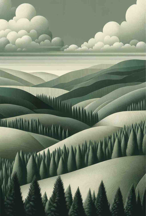 Serene Monochrome Hills - Wall Art Print