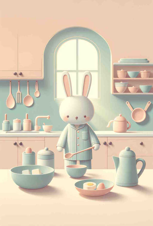 Morning Tranquility: Pajama-Clad Rabbit - Wall Art Print