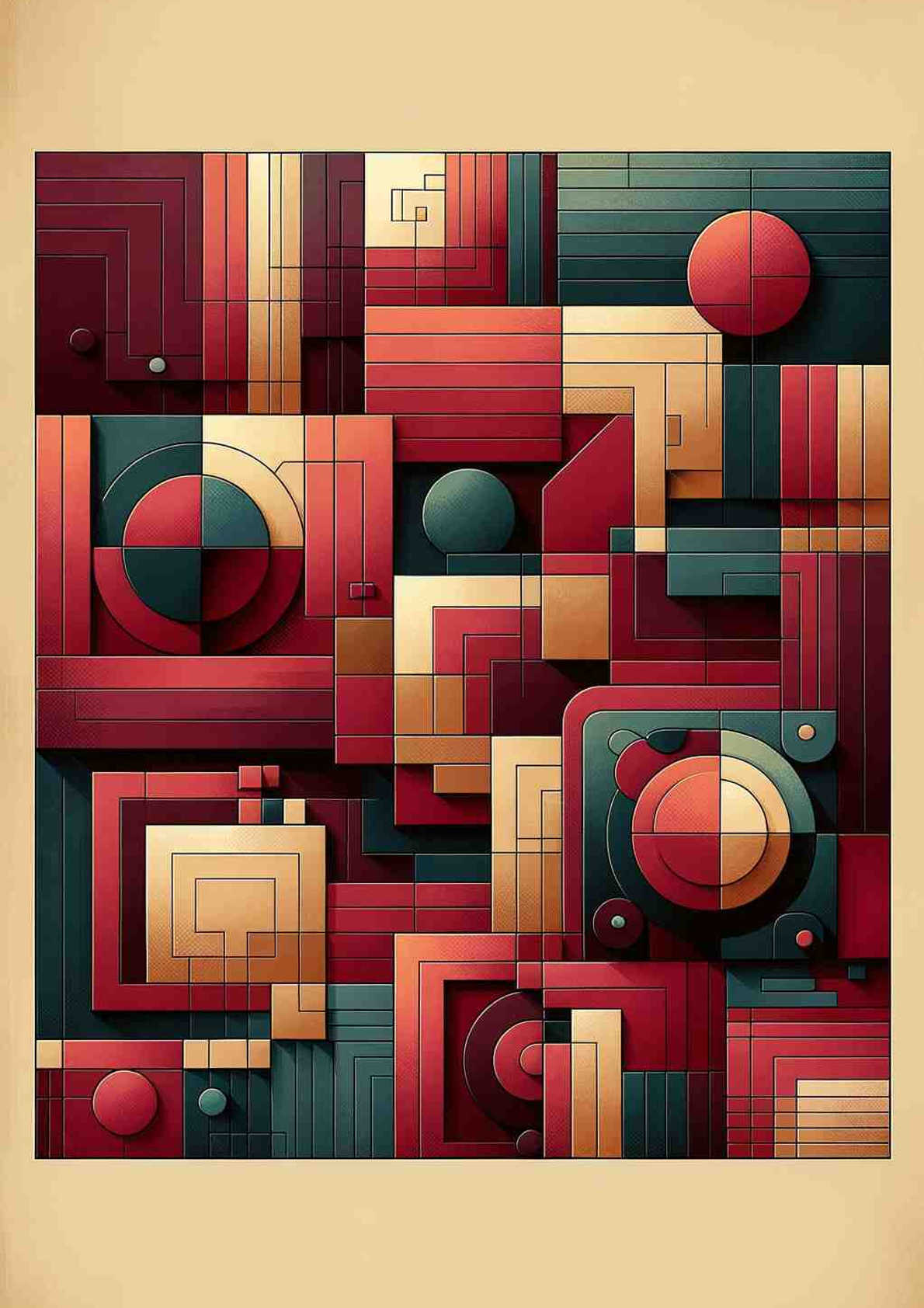 Urban Elegance: Geometric Harmony in Warm Tones - Wall Art Print