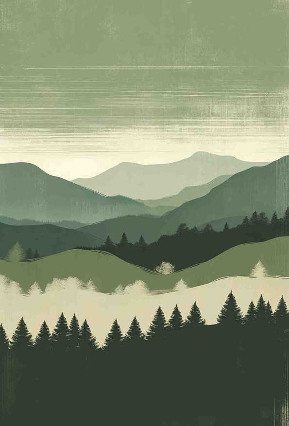 Serene Verdant Silhouettes - Wall Art Print