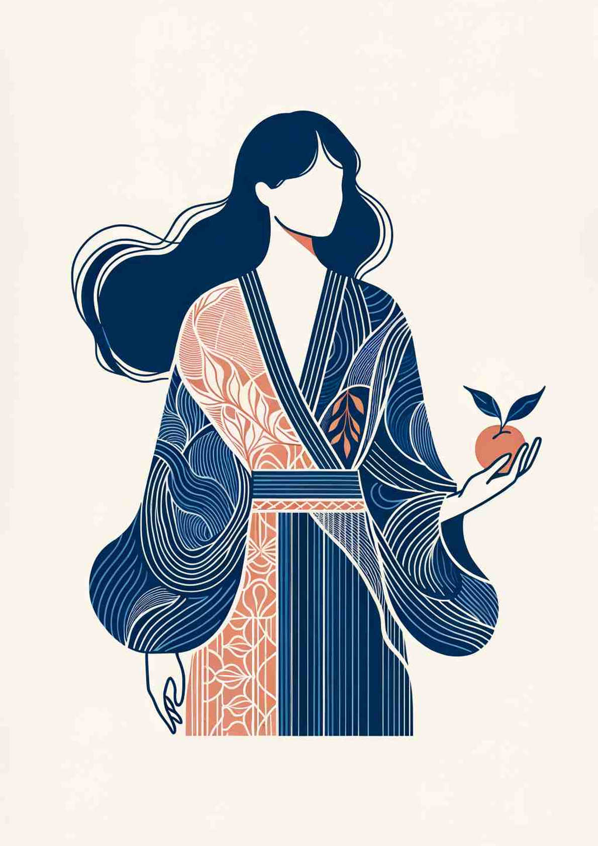 Modern Elegance: Figure with Fruit - Wall Art Print