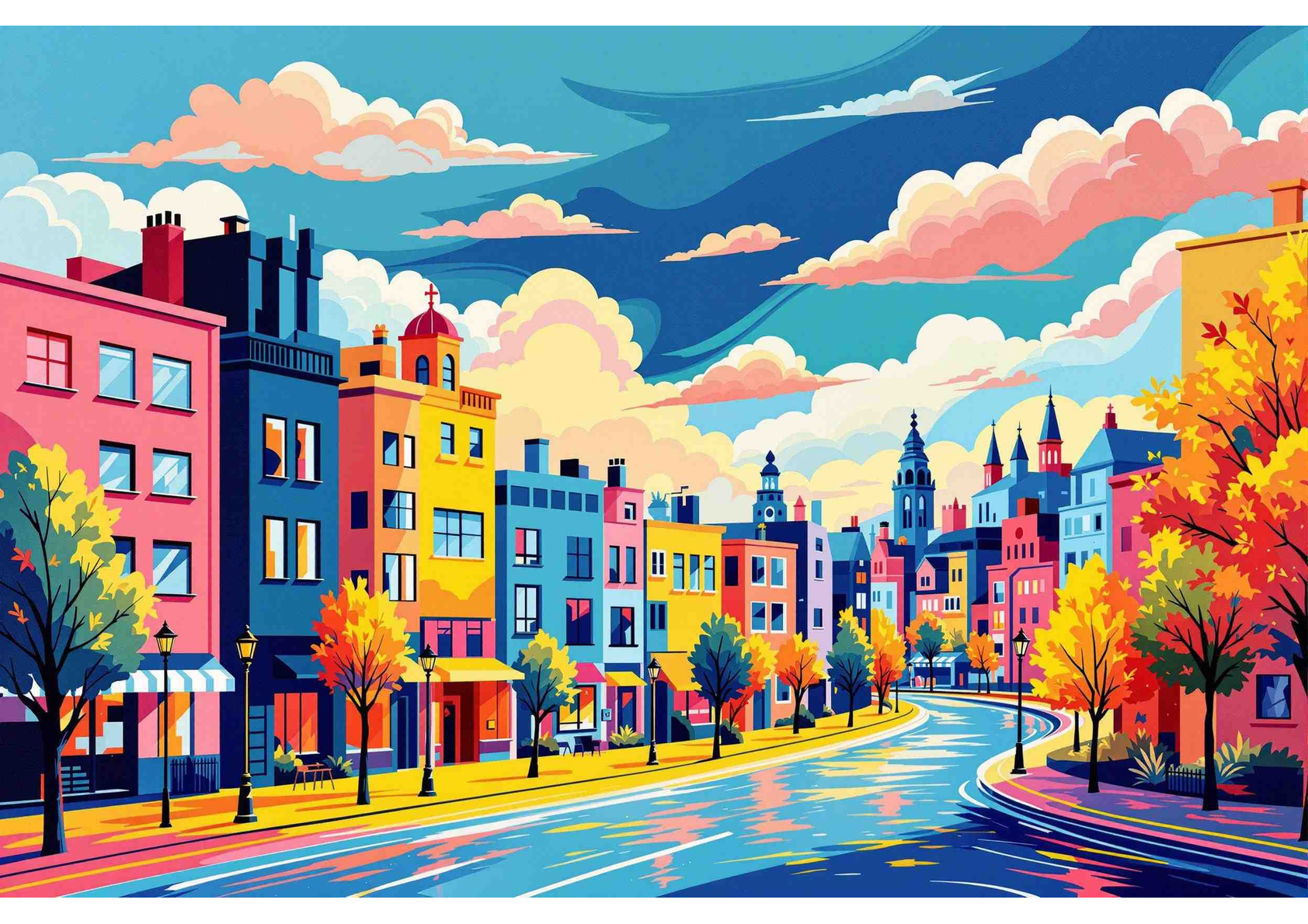 Urban Symphony in Color - Wall Art Print