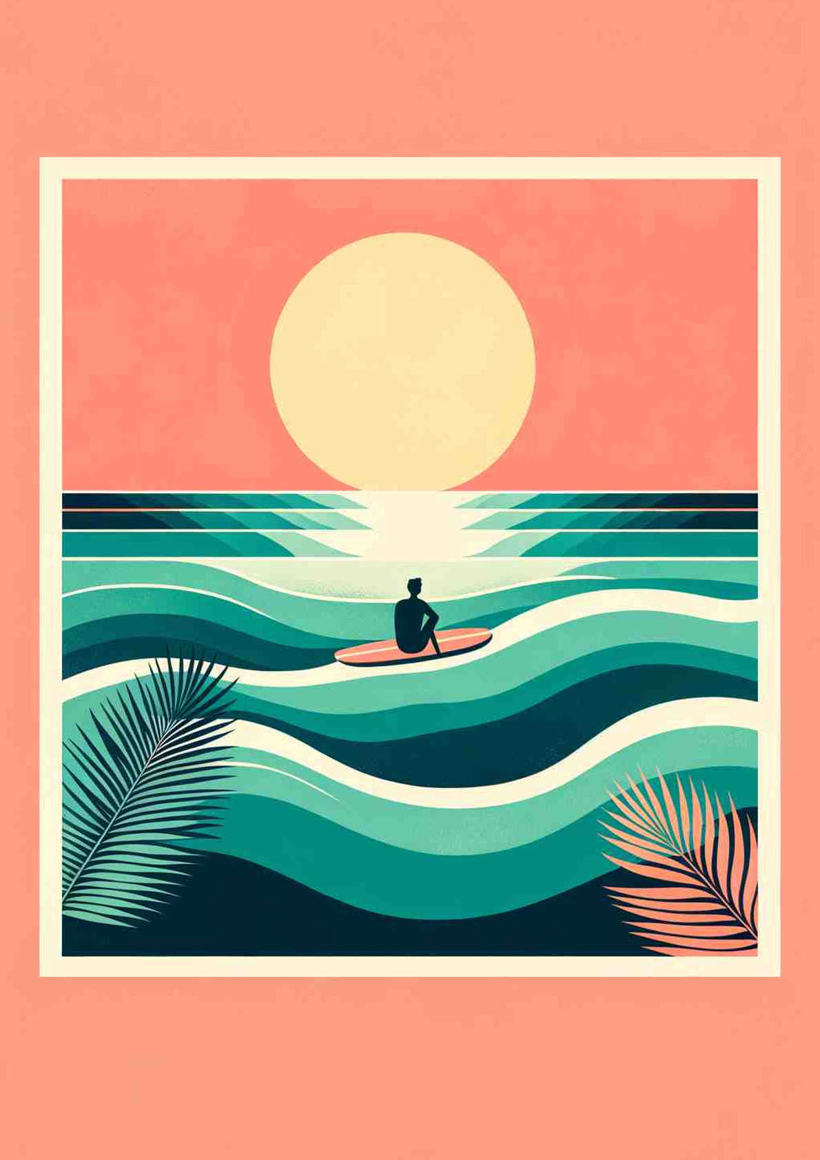 Pastel Serenity: Beach Daydream - Wall Art Print