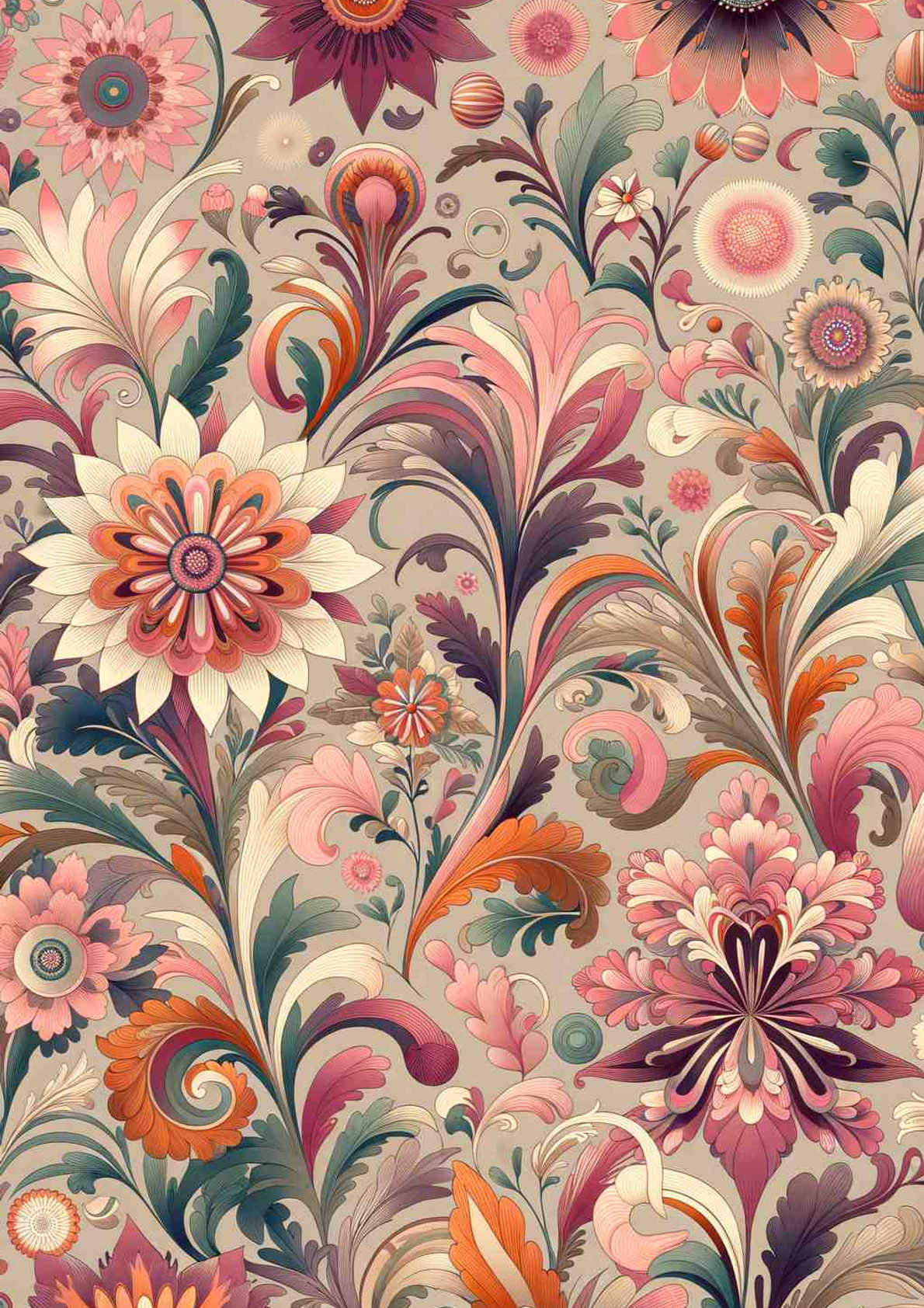Vibrant 70s Floral Harmony - Wall Art Print