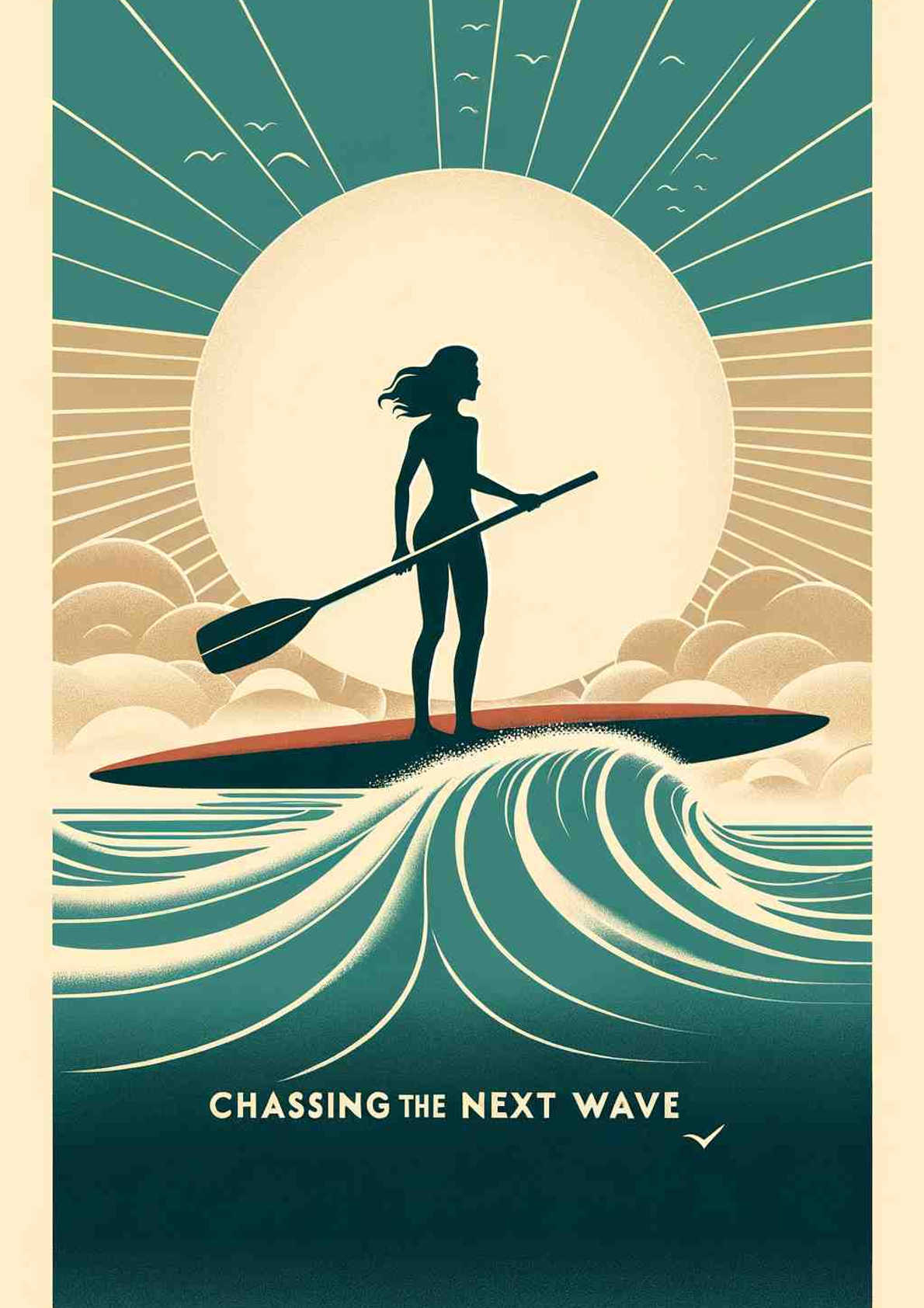 Anticipation on Teal Waves - Wall Art Print