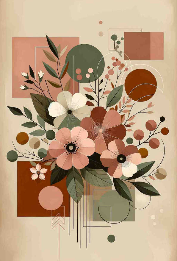Geometric Blooms: A Tetradic Symphony - Wall Art Print