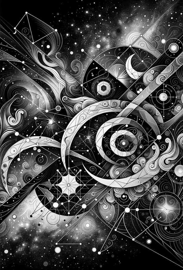 Cosmic Symphony in Gray - Wall Art Print