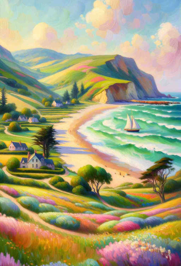 Impressionist Coastal Serenity - Wall Art Print