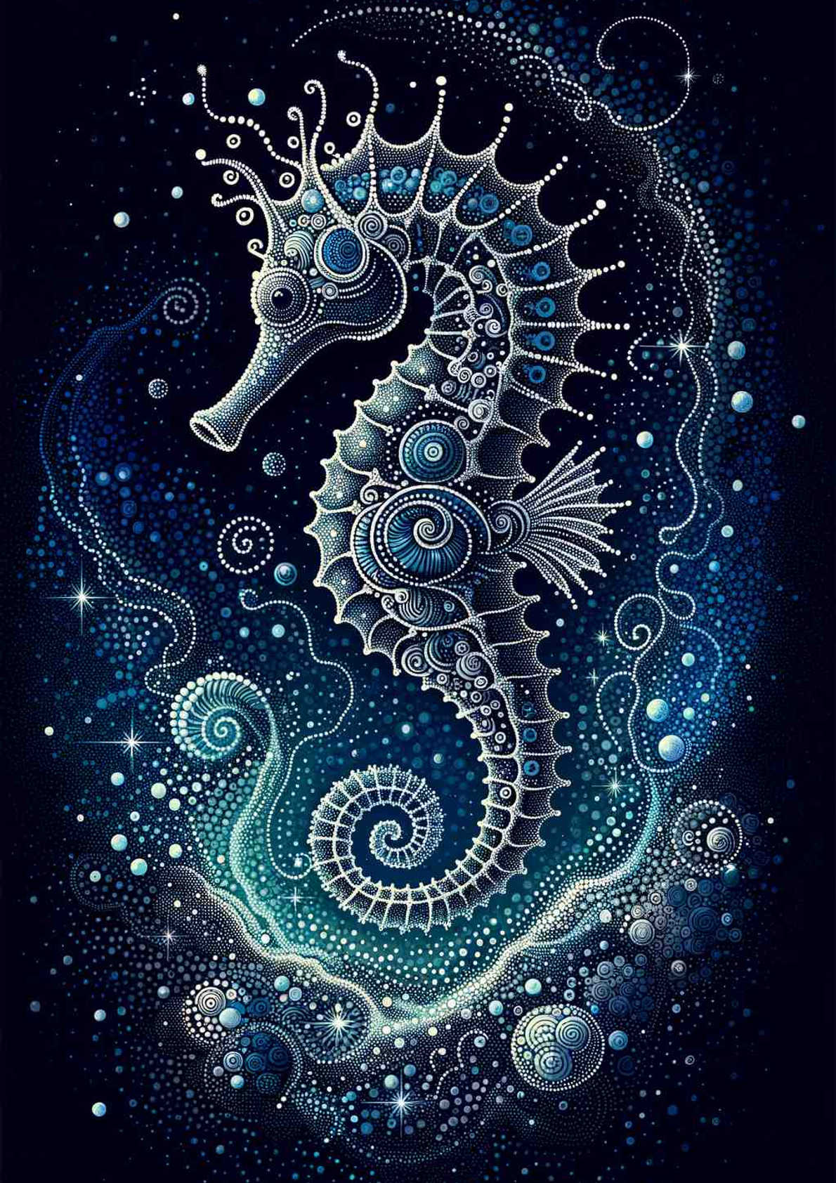Celestial Seahorse Symphony - Wall Art Print