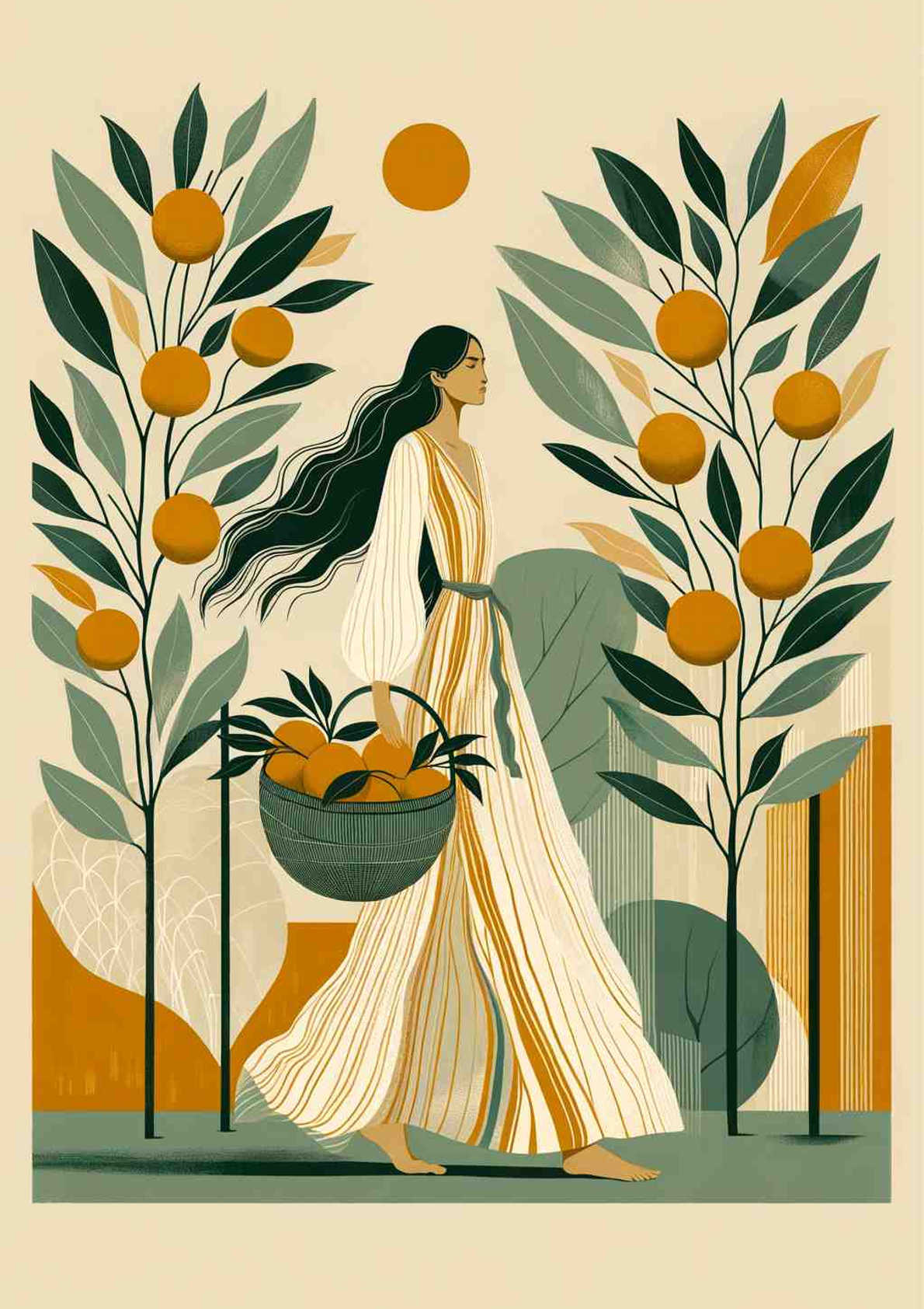 Serene Harmony: A Modern Garden Portrait - Wall Art Print