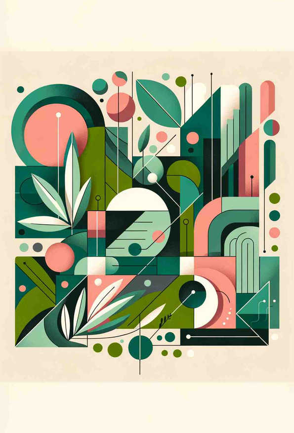 Botanical Harmony in Geometric Play - Wall Art Print