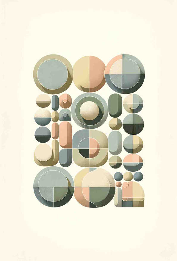 Muted Harmony: Vertical Geometry - Wall Art Print