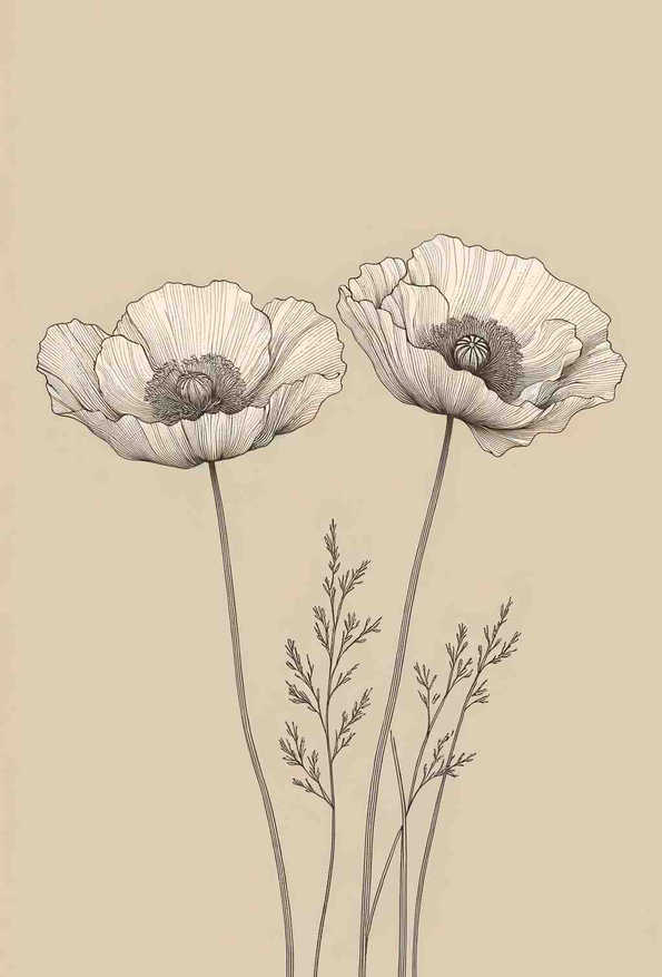 Botanical Ballet in Line Art - Wall Art Print