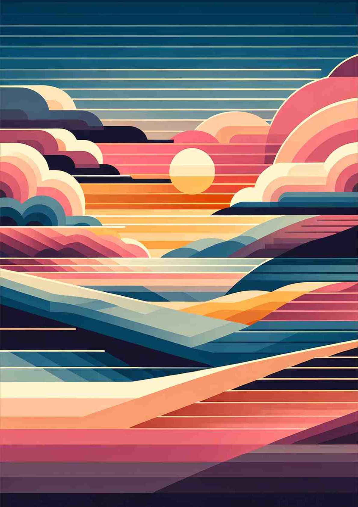 Geometric Sunset Dreamscape - Wall Art Print