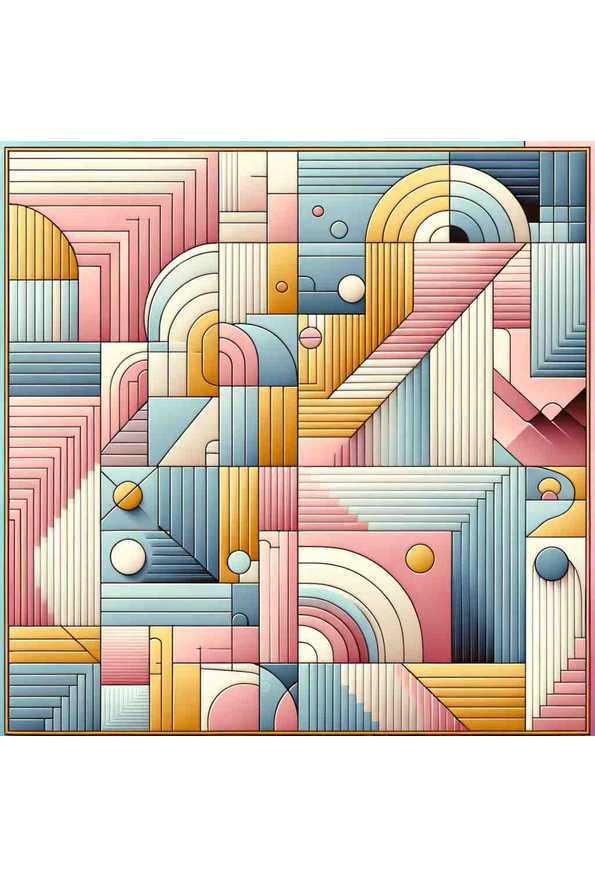 Pastel Geometry in Gold - Wall Art Print