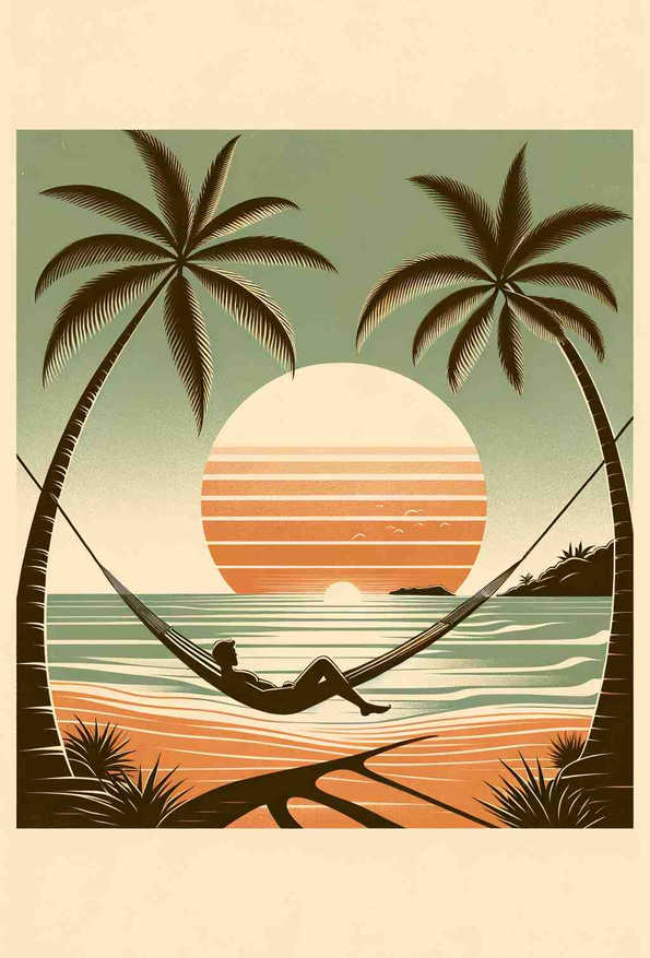Serene Sunset Hammock - Wall Art Print