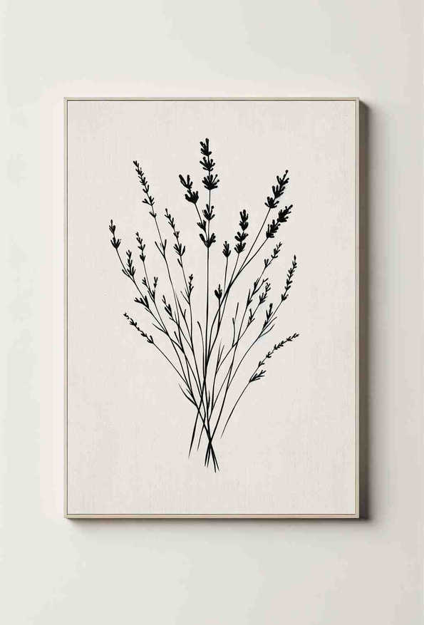 Elegance in Lavender: Minimalist French Botanical Art - Wall Art Print