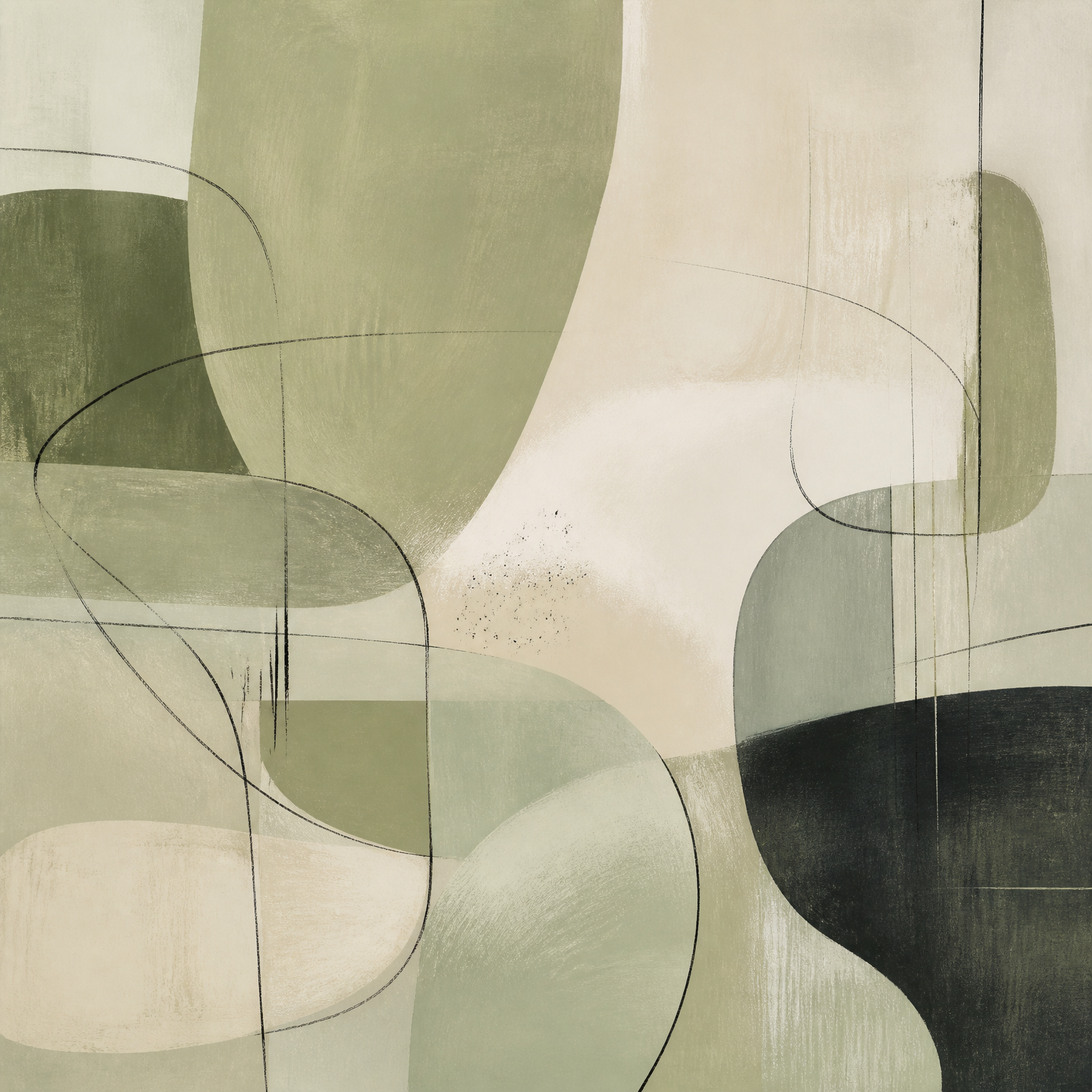 Calm Sage Abstract Art - Wall Art Print