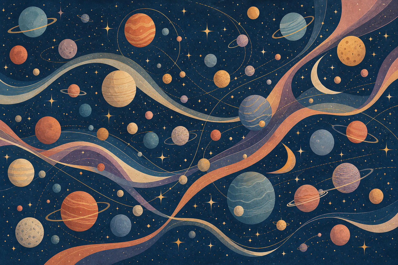 Retro-Futuristic Cosmic Panorama - Wall Art Print