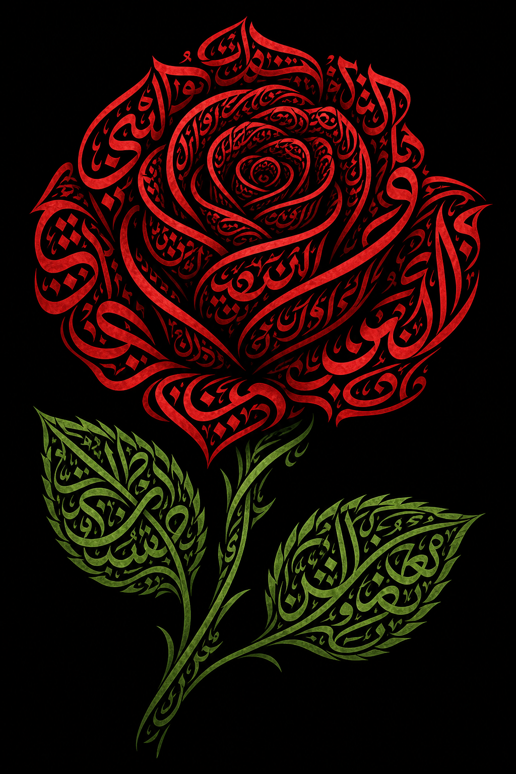 Arabic Calligraphy Red Rose - Wall Art Print