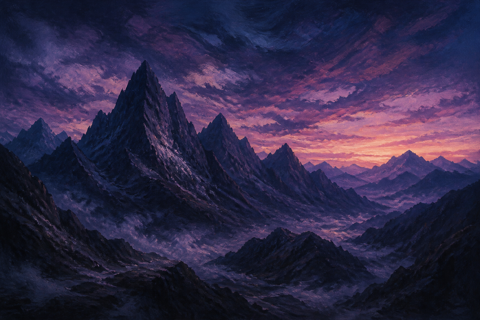 Dusk Mountain Silhouettes — art print