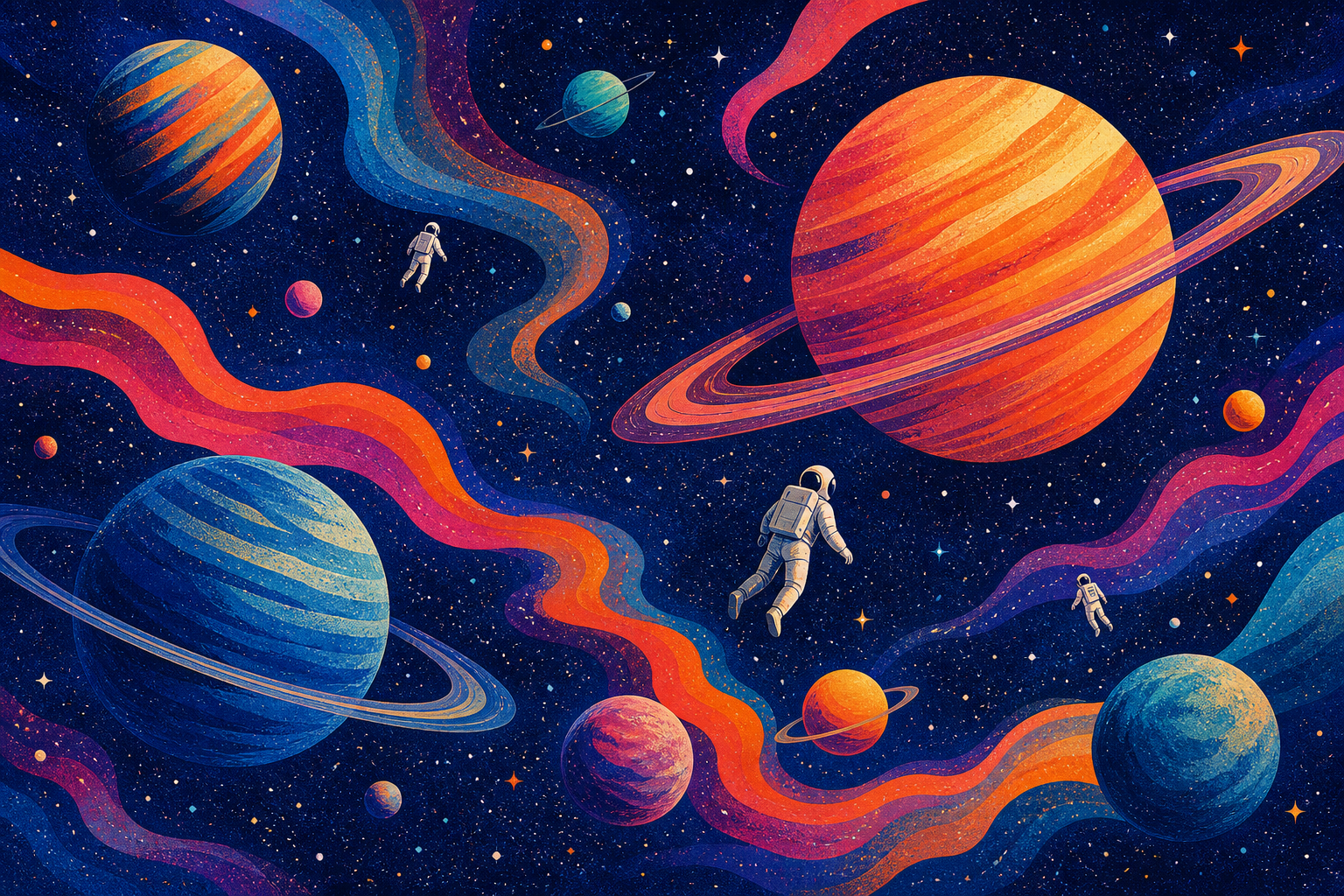Vibrant Cosmic Planetary Scene - Wall Art Print