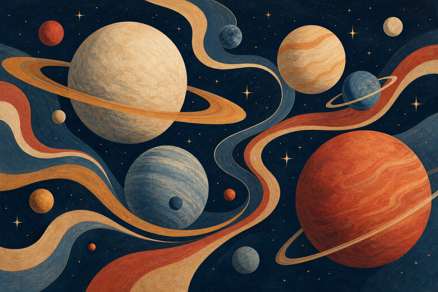 Retro-Futuristic Cosmic Panorama - Wall Art Print