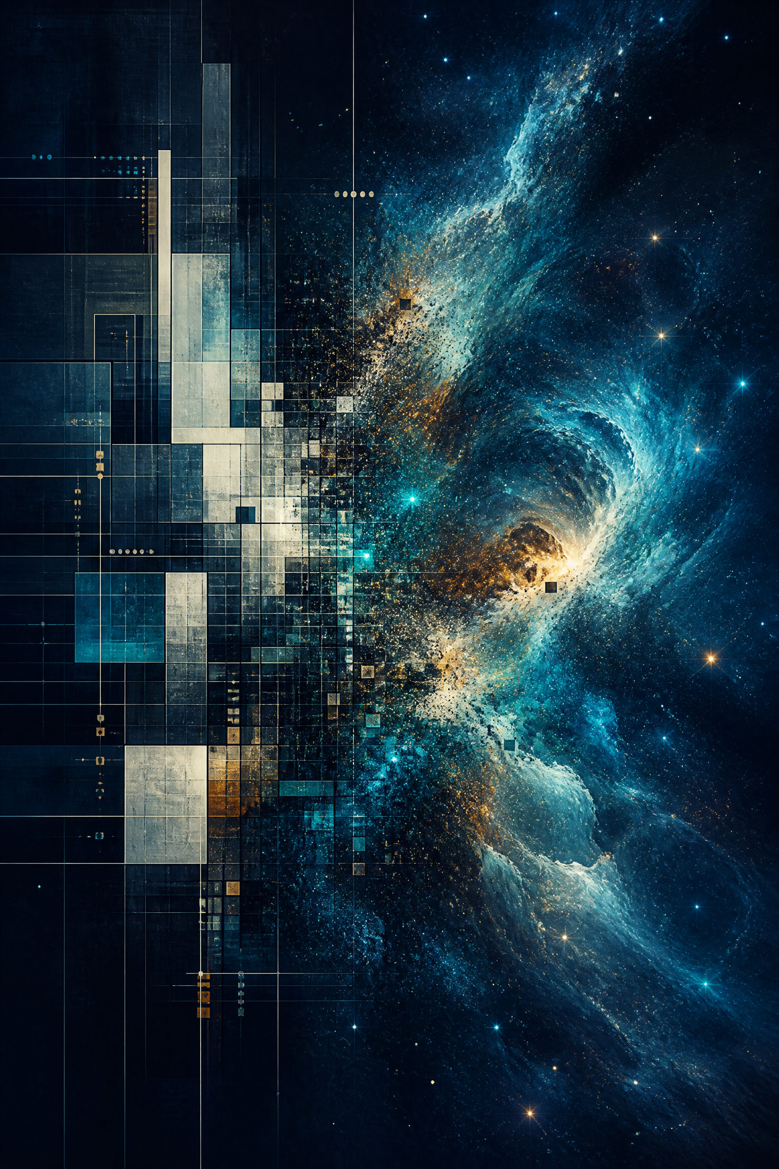 Cosmic Architecture Fusion - Wall Art Print