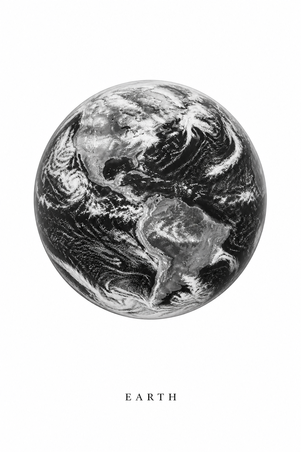 Minimal Monochrome Earth Poster - Wall Art Print
