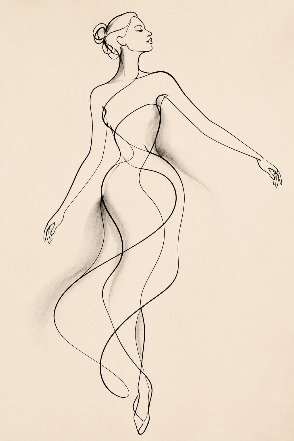 Elegant Single-Line Female Figure - Wall Art Print