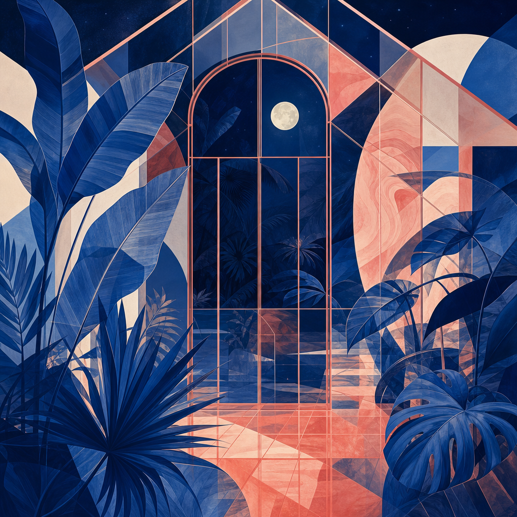 Midnight Greenhouse Geometric Print - Wall Art Print